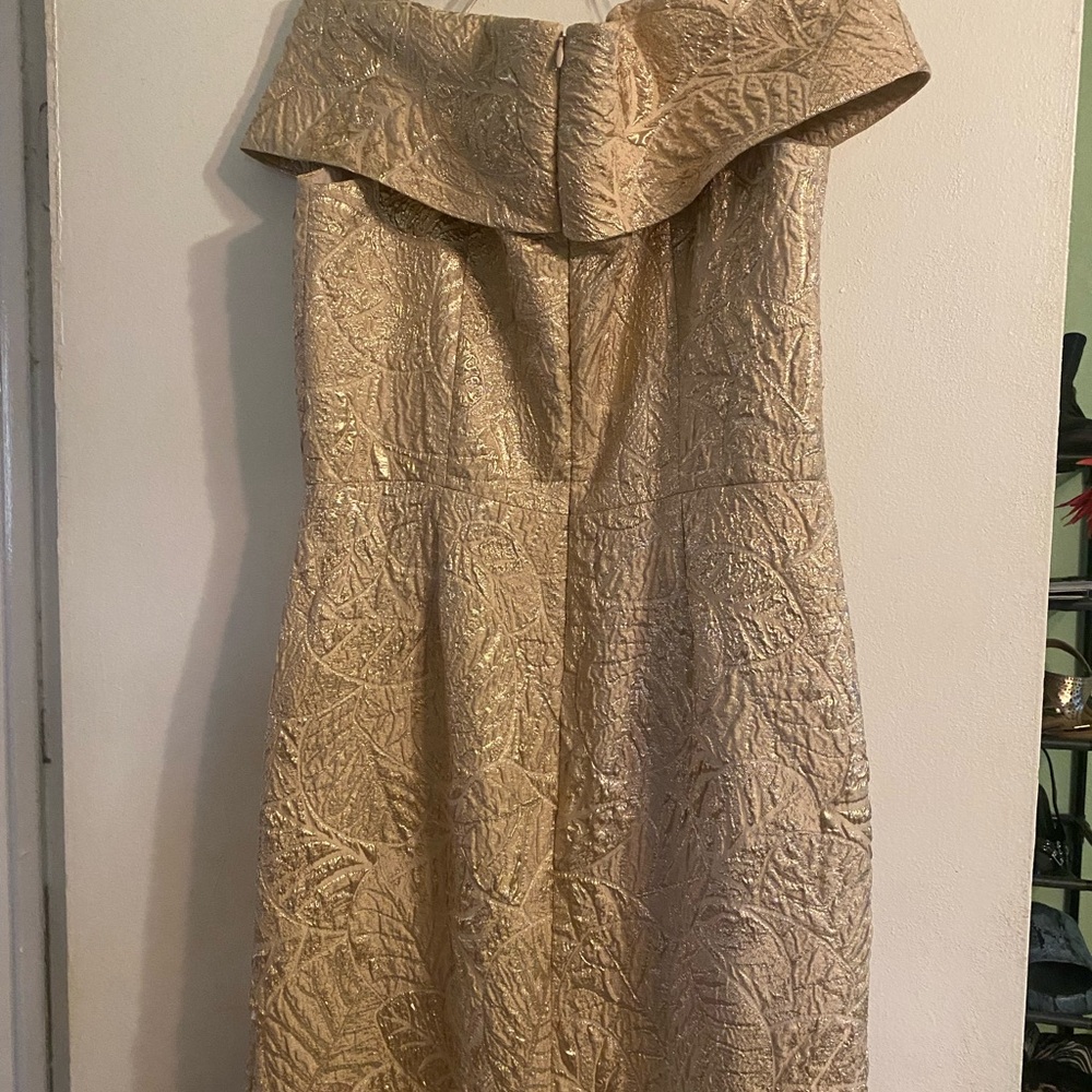Teri Jon Strapless Gold Dress - Picture 3 of 6